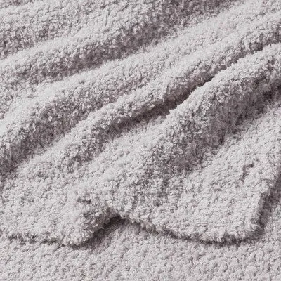 New - Threshold Chenille Throw Bed Blanket Oversized 92x90 Midweight, Gray, Full/Queen