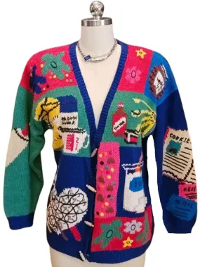 NEW VINTAGE 90s BAKERS DOZEN KNIT SWEATER CARDIGAN WITH ROLLING PIN BUTTONS PBJ SPORT- PERFECT CHRISTMAS OR BIRTHDAY GIFT FOR THE BAKER THAT YOU KNOW!
