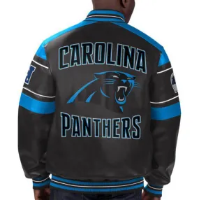 NFL Carolina Panther Football Black Leather Jacket For Men and Women
