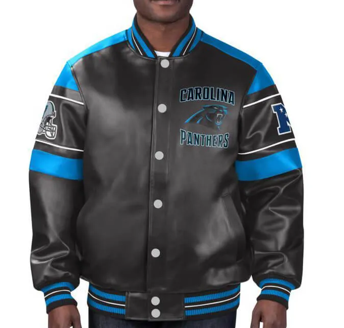 NFL Carolina Panther Football Black Leather Jacket For Men and Women