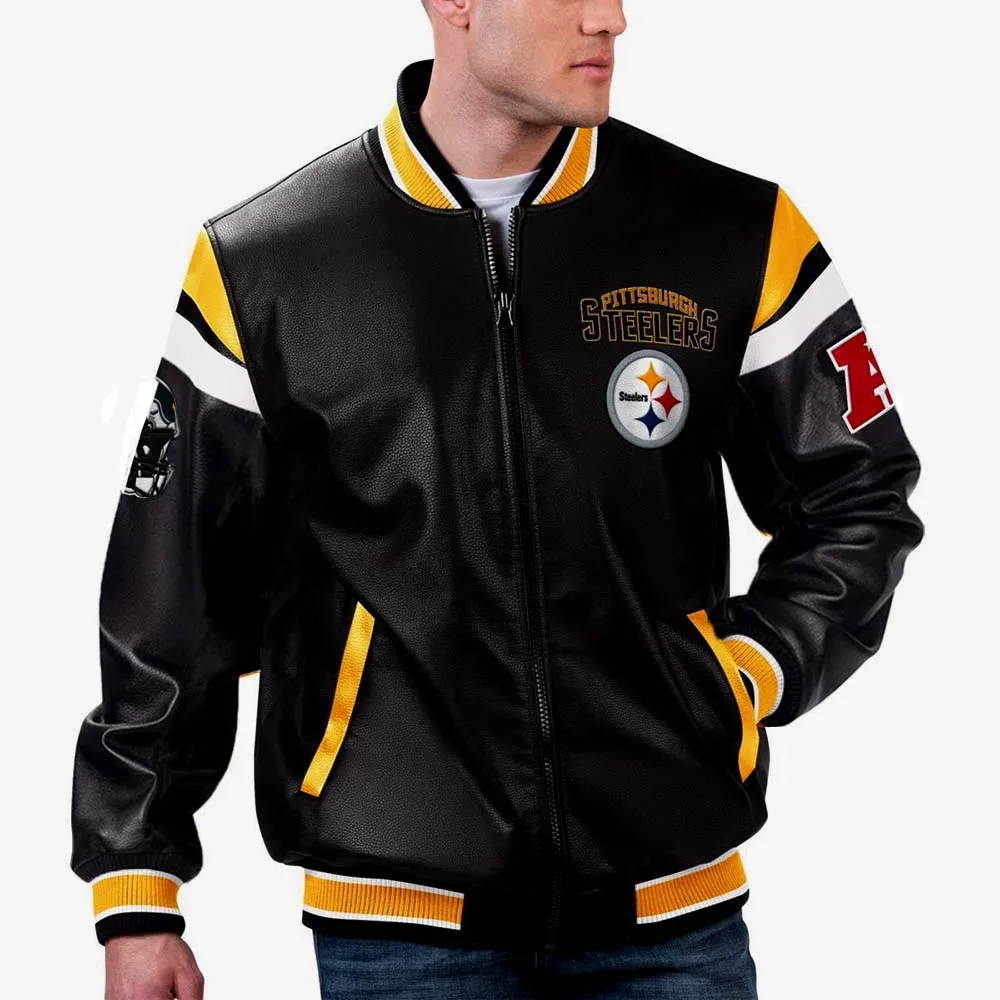 NFL Pittsburgh Steelers Leather Jacket For Men and Women