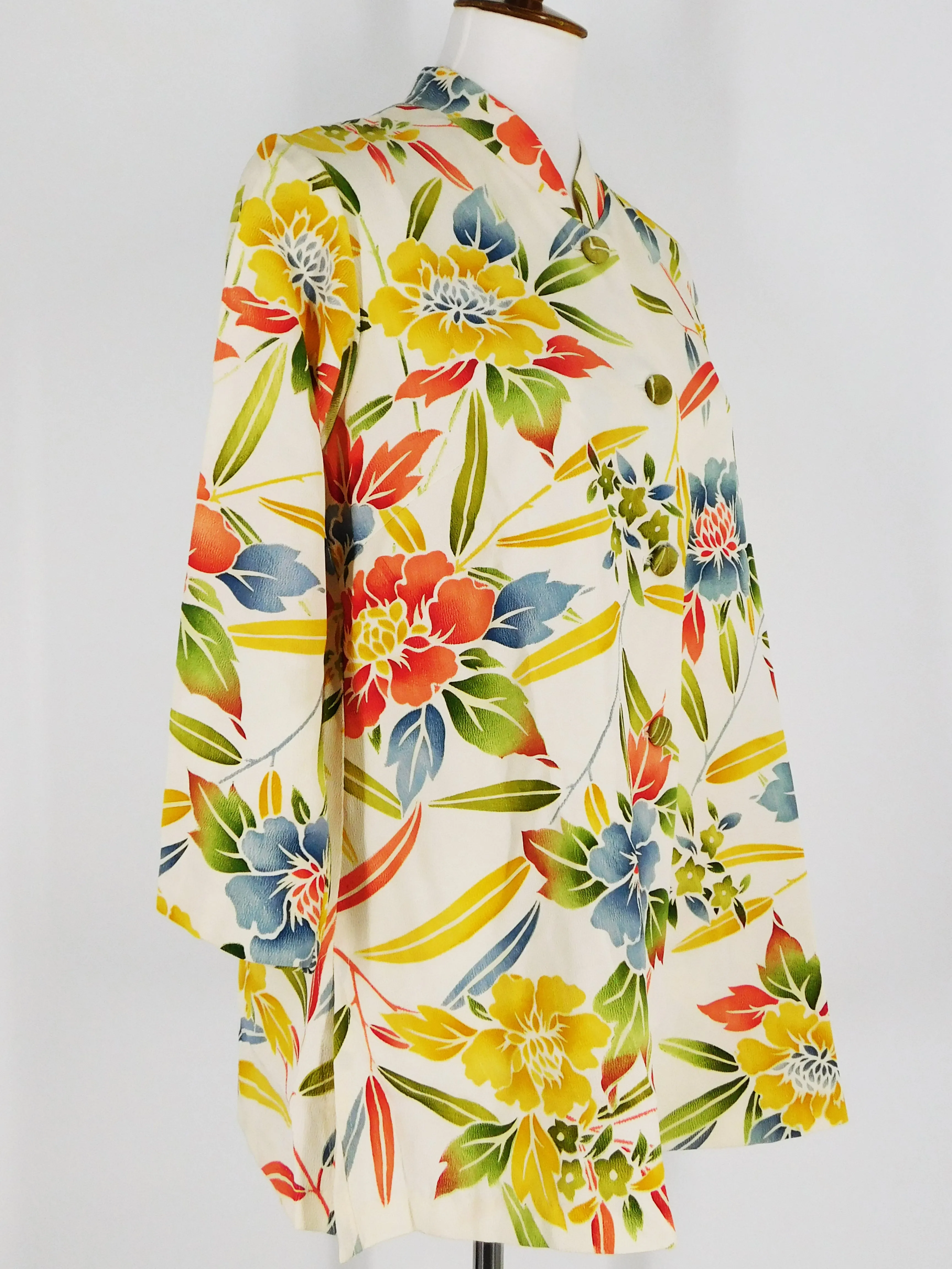One-Of-A-Kind Assorted Kimono Silk Jacket - Natural