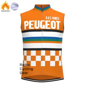 Orange PEUGEOT Fleece Retro Cycling Vest