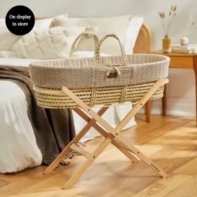 Organic Knitted Moses Basket Set inc Natural mattress - New Edition