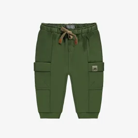 Pantalon coupe décontractée vert avec poches cargo en coton français, bébé || Relaxed fit green pants with cargo pockets in French terry, baby