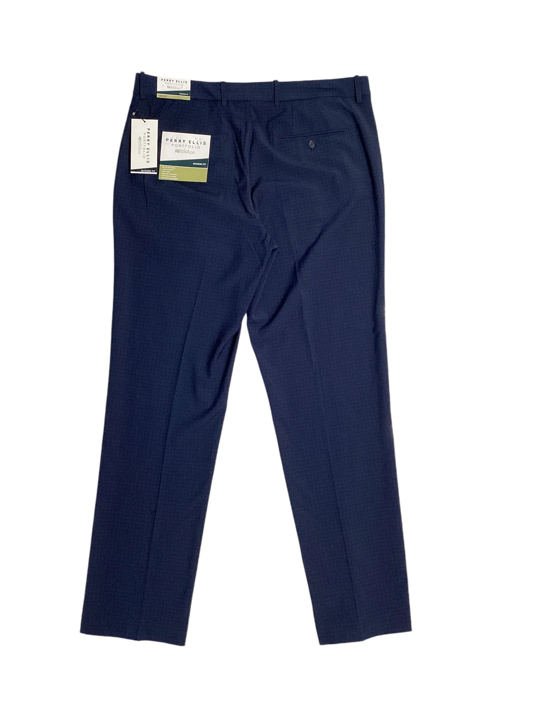 Perry Ellis Portfolio Mens Modern Fit  Dress Pants Navy Blue 40 x 32