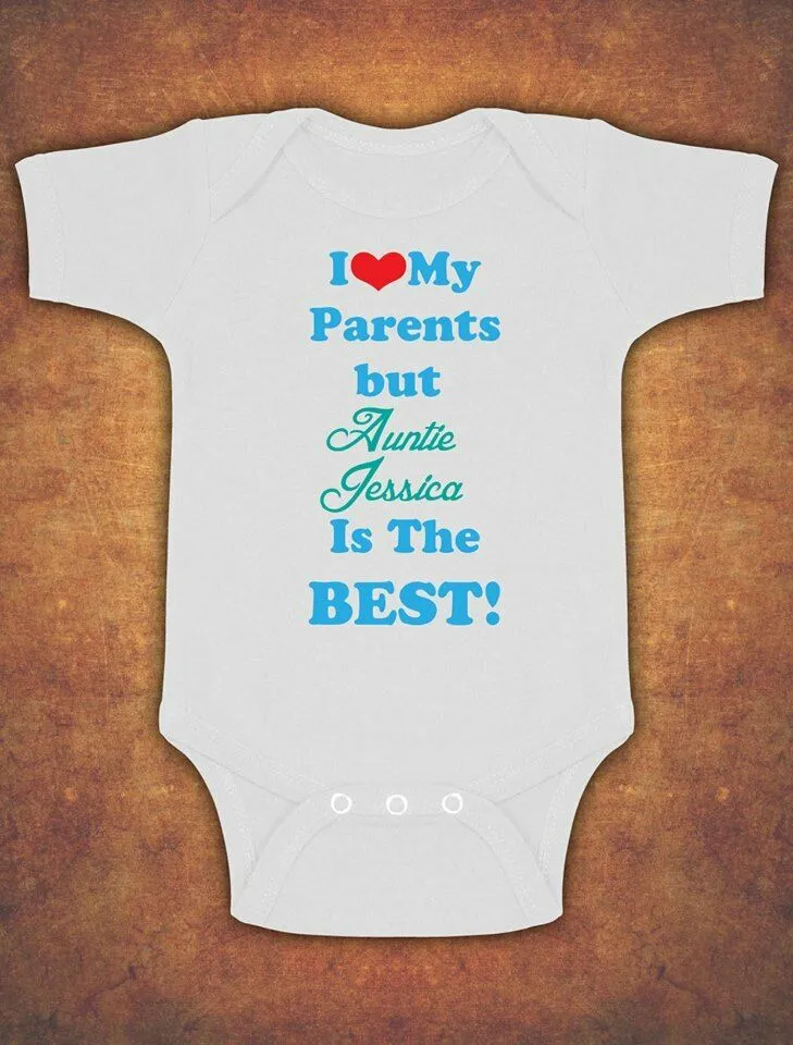 Personalised I Love My Parents But Auntie Baby Kids Grow Body Suit Vest Boy