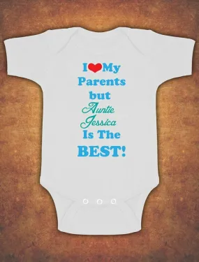 Personalised I Love My Parents But Auntie Baby Kids Grow Body Suit Vest Boy