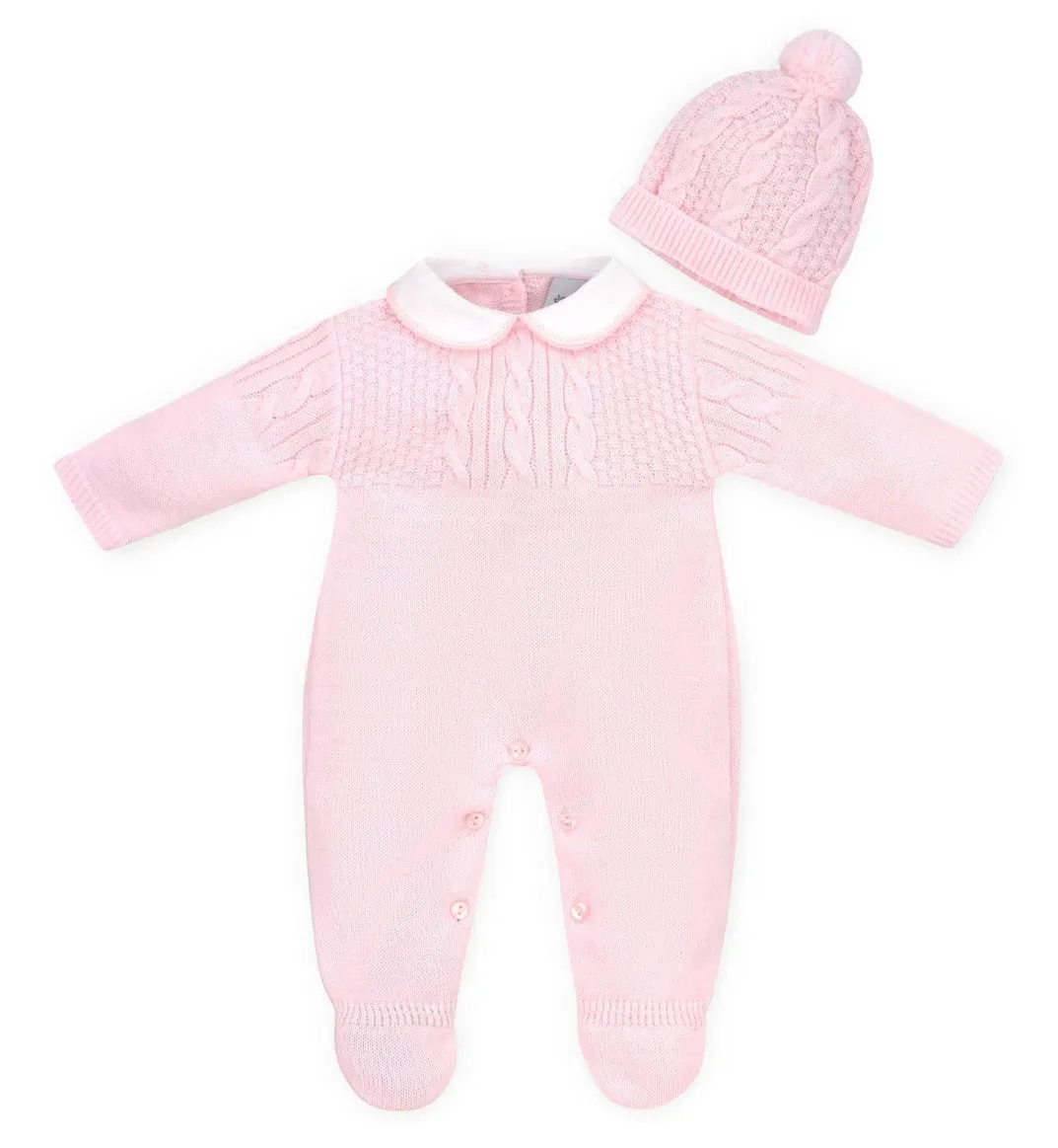 Pink Jaya Knitted Romper & Hat