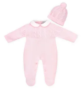 Pink Jaya Knitted Romper & Hat