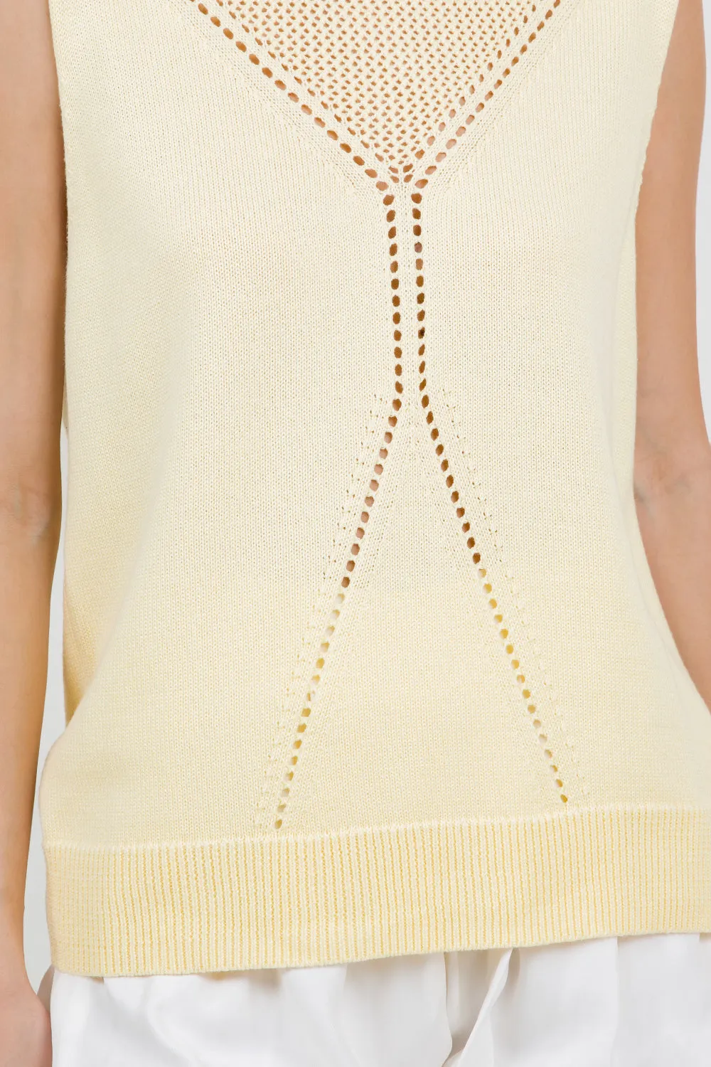 POINTELLE KNITTED SWEATER VEST - BABY YELLOW