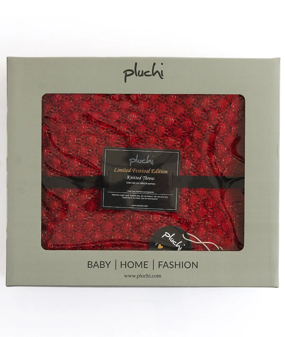Popcorn - Red with Gold Metallic Yarn 100% Cotton Knitted All Season AC Throw Blanket