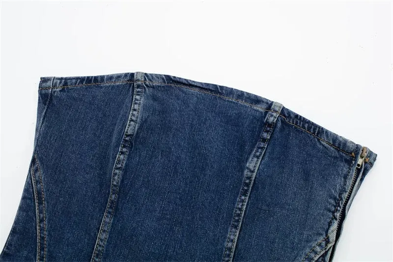 Pre Order:  Denim Blue Tube Corset