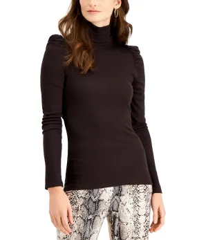 Puff-Sleeve Turtleneck Top