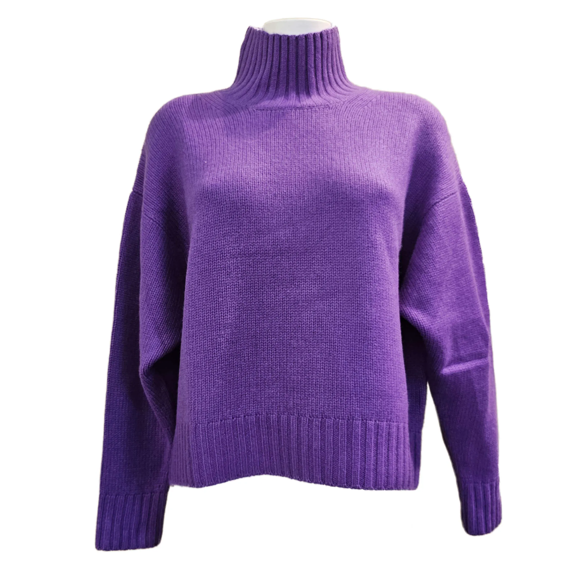 Pur Schön, Cashmere-Pullover mit Turtleneck in Lila