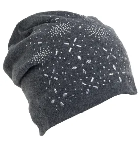 Rebecca and Rifka Knitted Metallic Painted Beanie with Pompom(BW-124-CH)