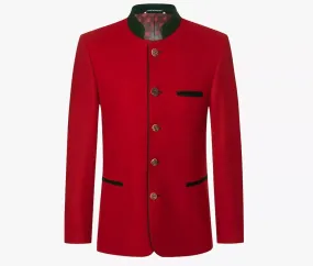 Red German Bavarian Jacket Austrian Traditional Blazer Wool Jacket