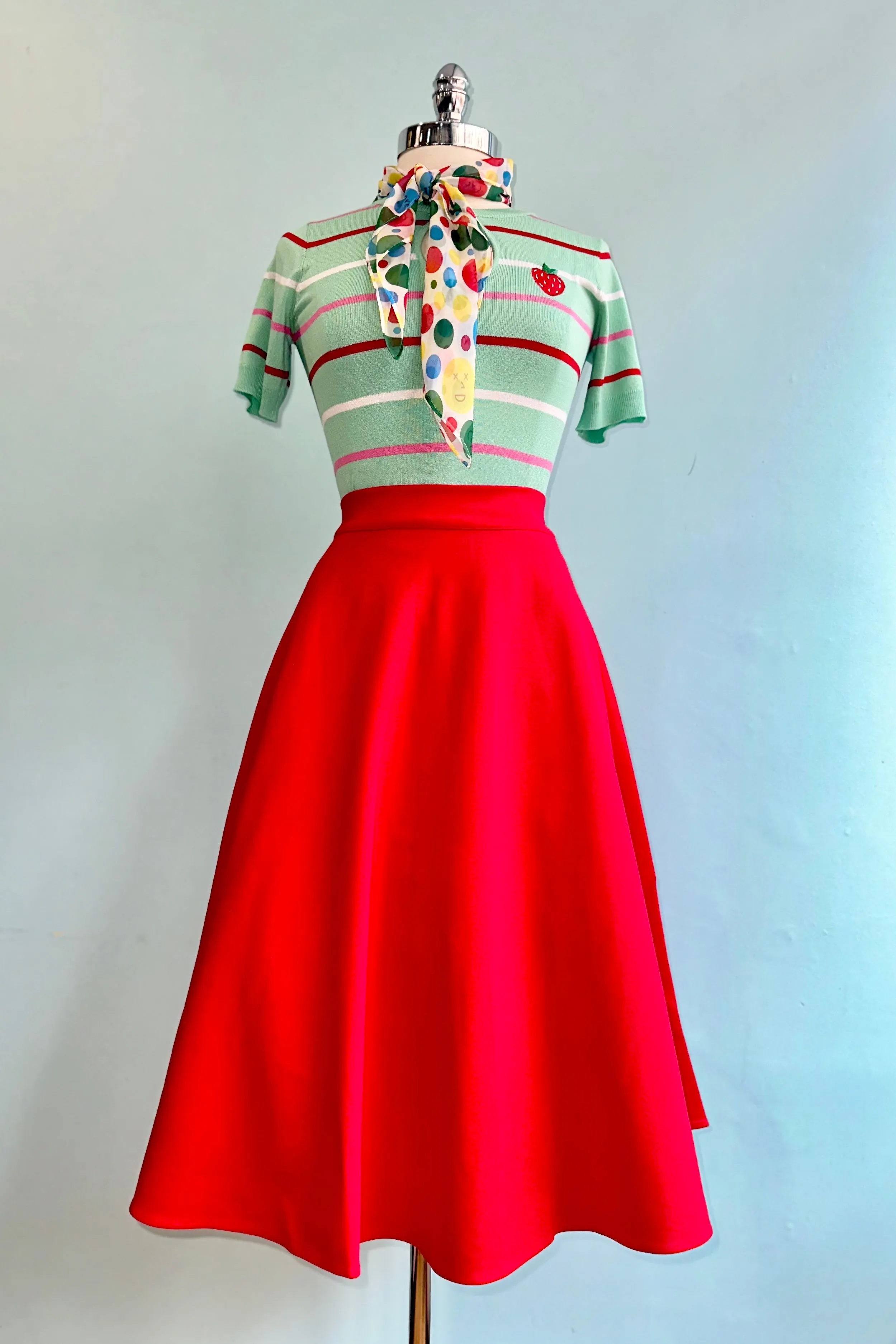 Red Jersey Charlotte Skirt by Retrolicious