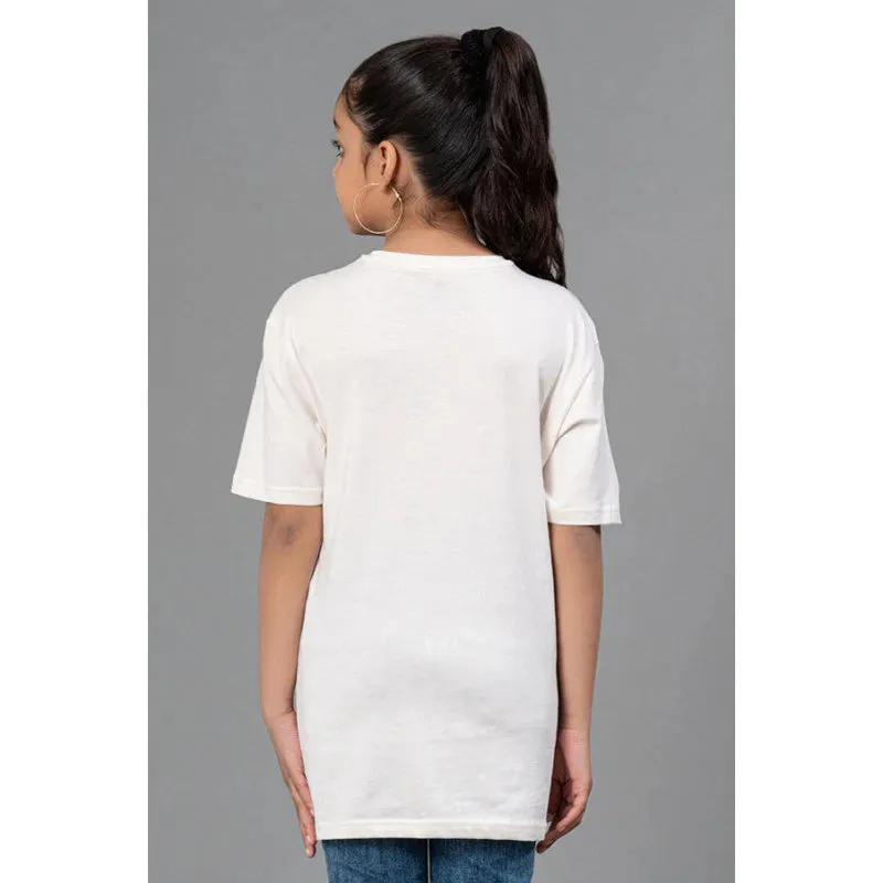 Red Tape Off White Graphic Print Round Neck 100% Cotton Kids Unisex T-Shirt