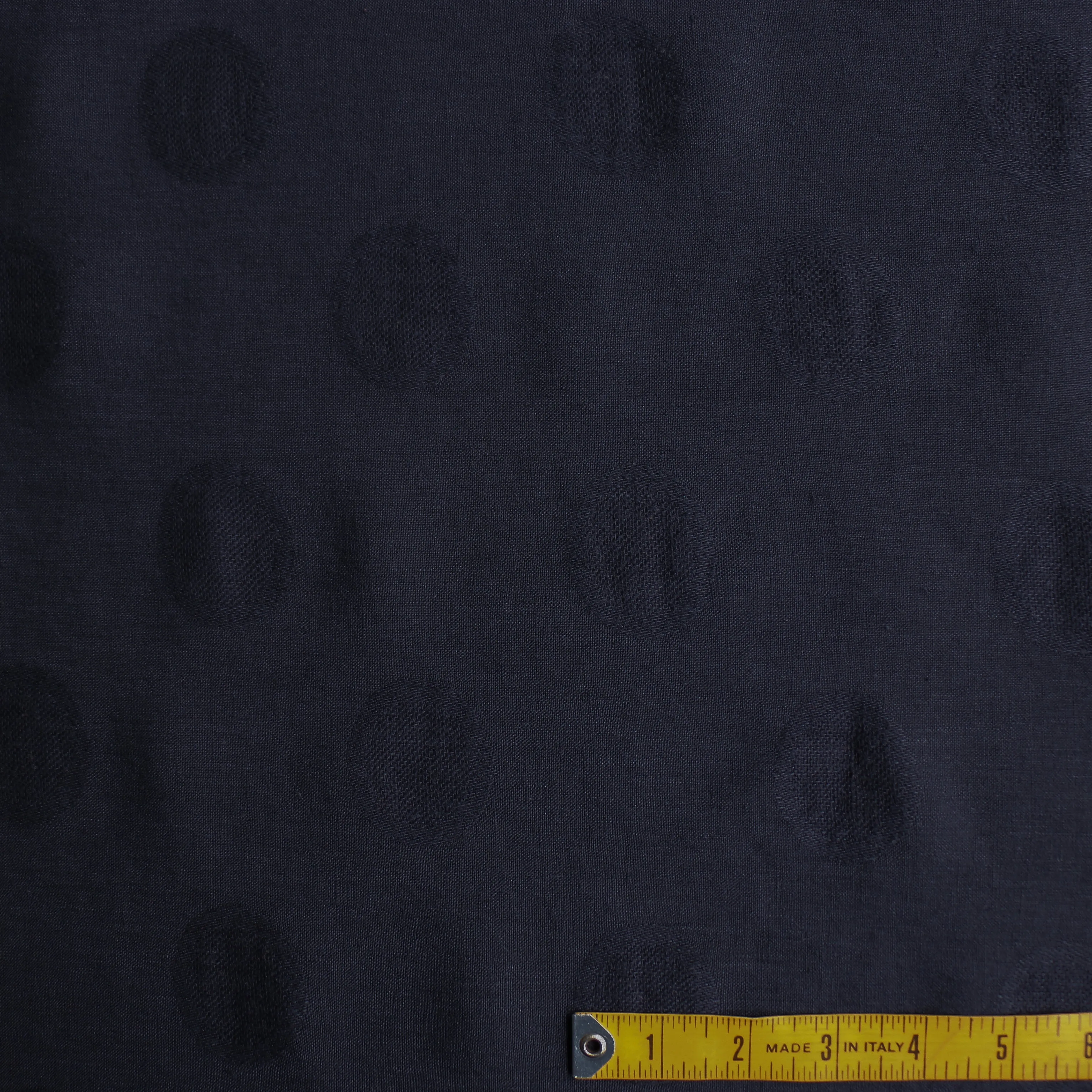 Remnant of Ring Around Jacquard Linen - Navy