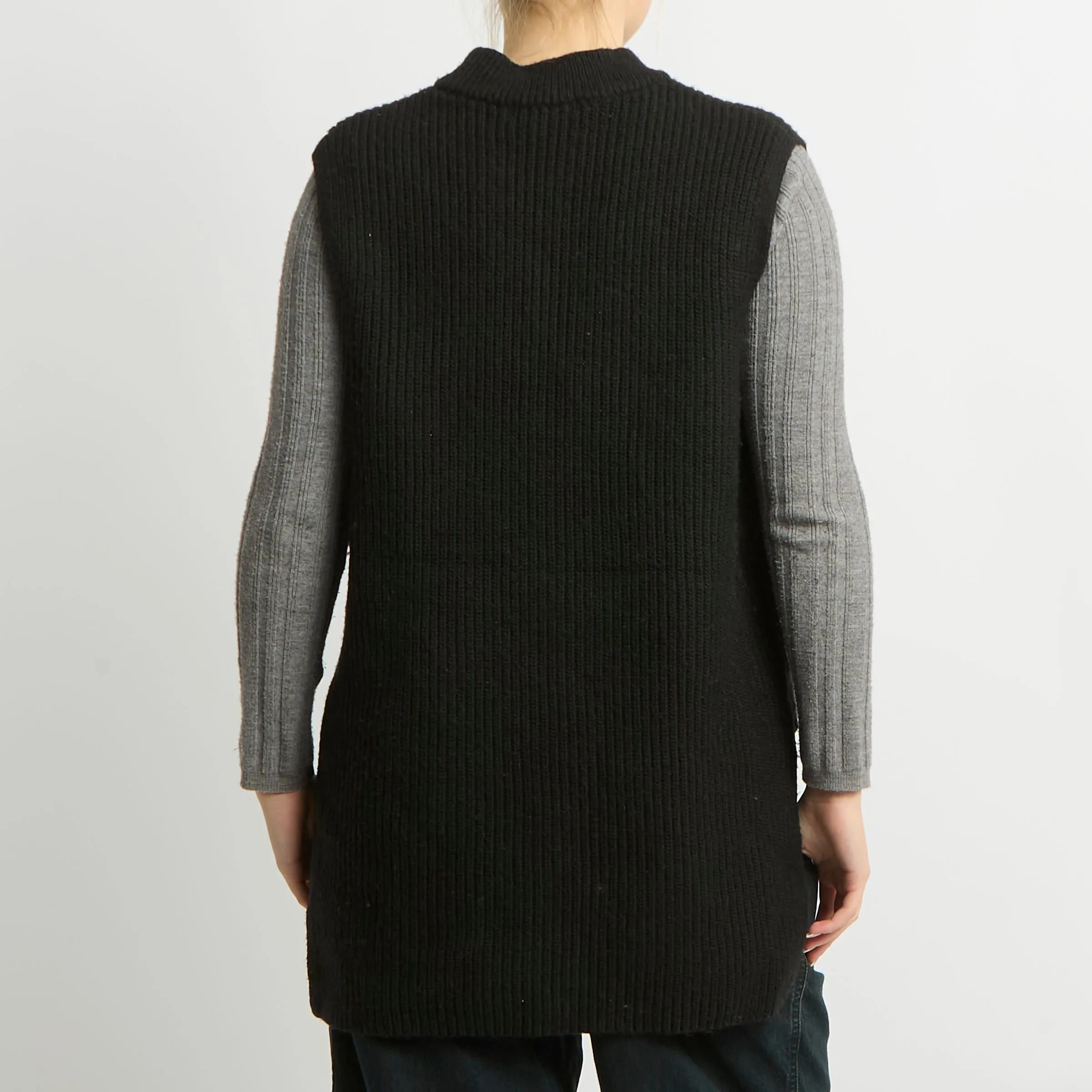 Ribbed Knitted Sweater Vest - UK 14