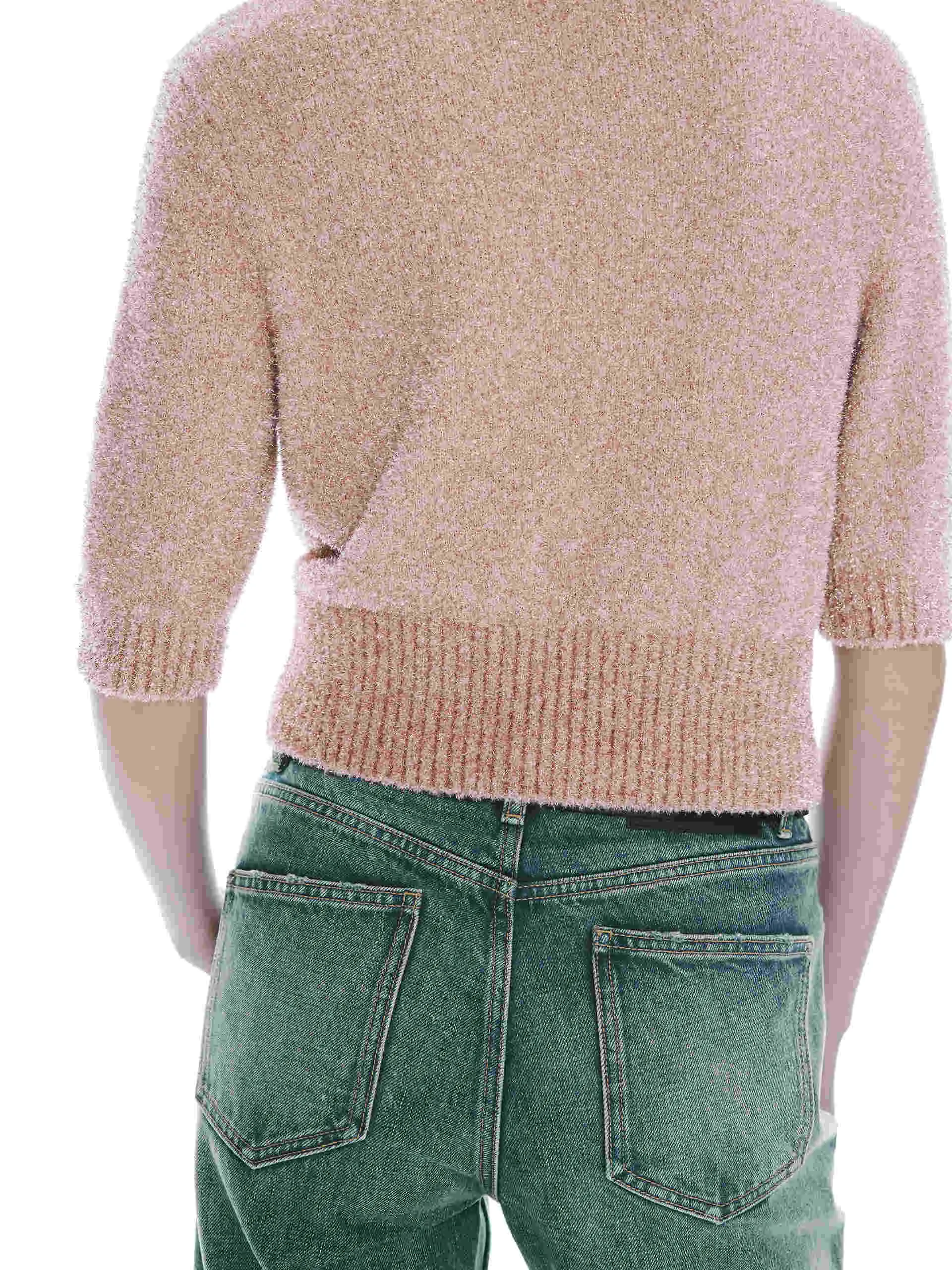 Ribbed Trim Knitted Top
