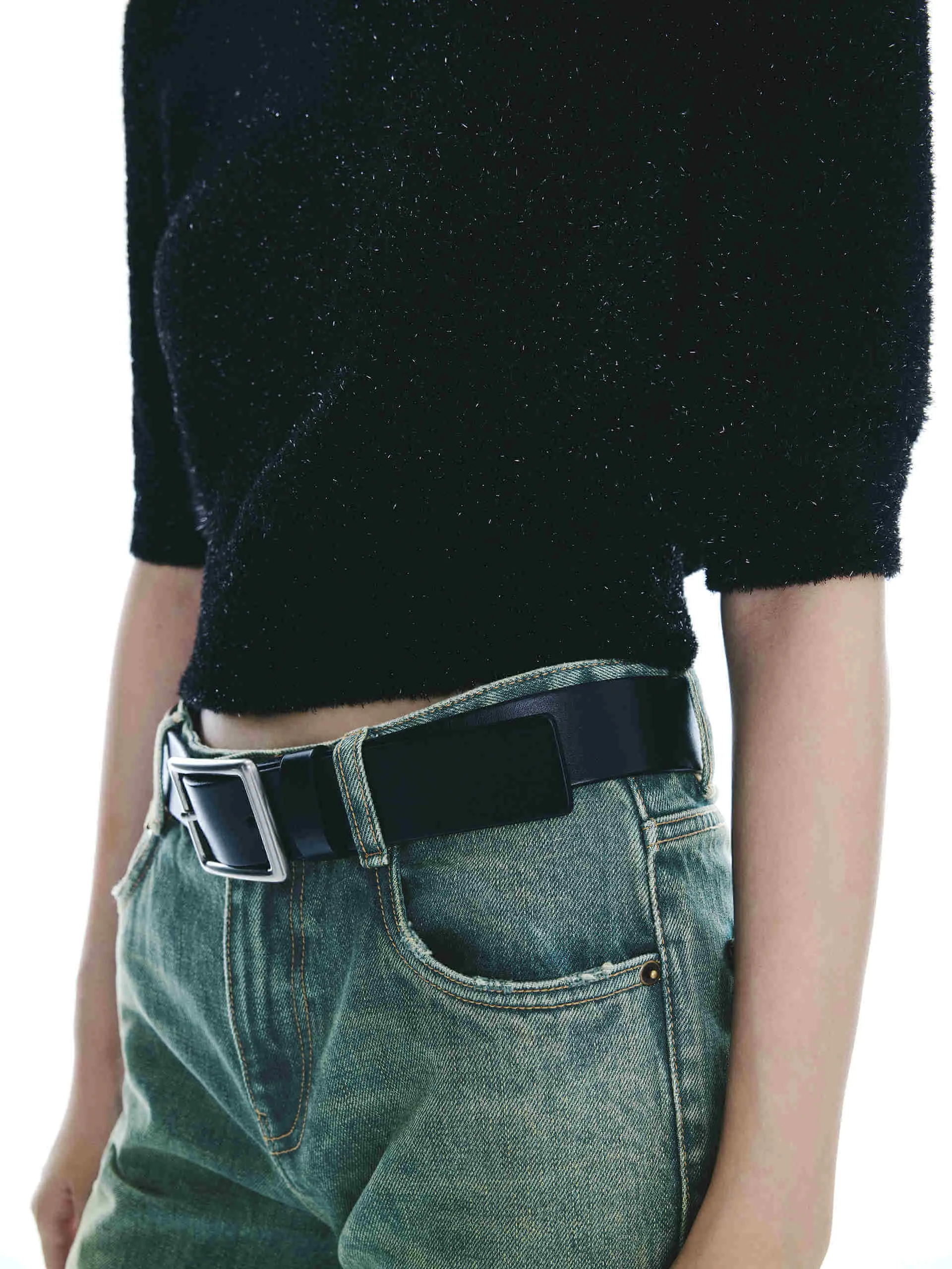 Ribbed Trim Knitted Top
