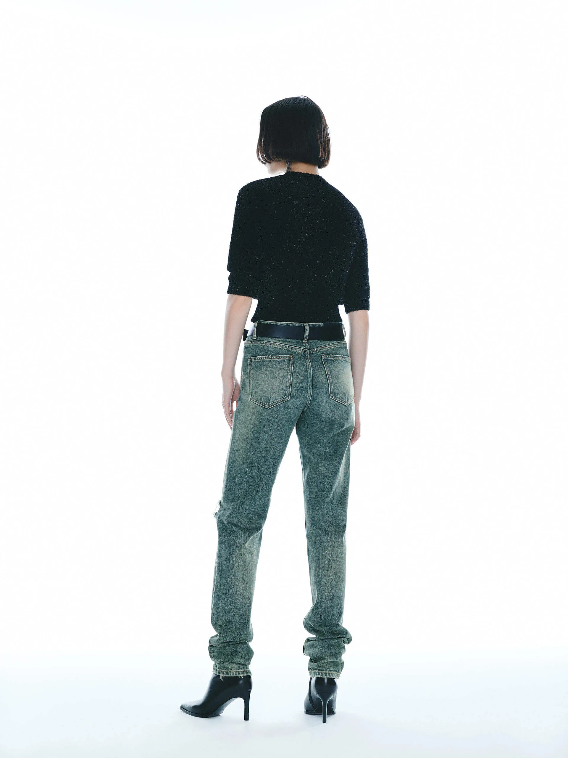 Ribbed Trim Knitted Top