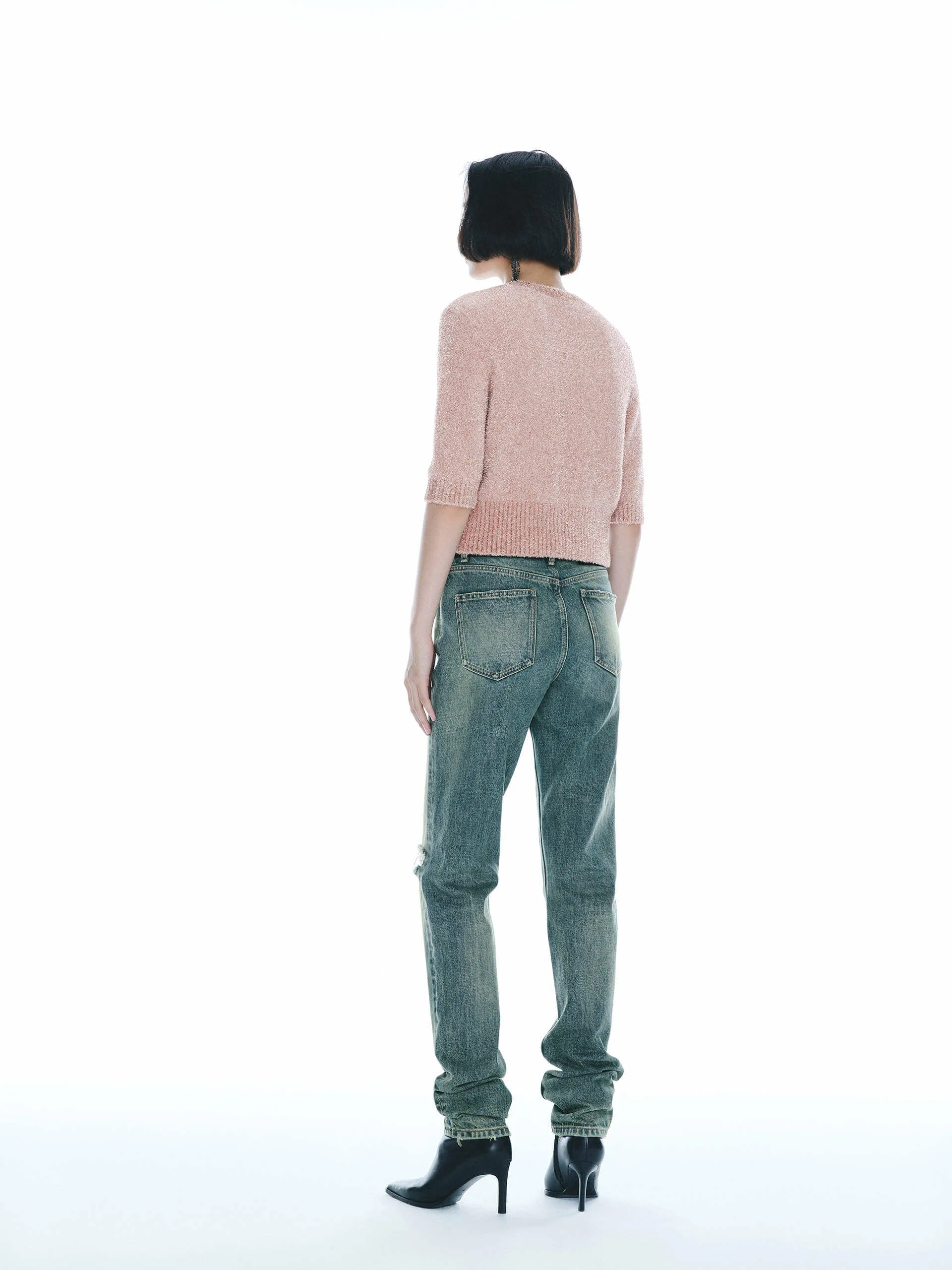 Ribbed Trim Knitted Top