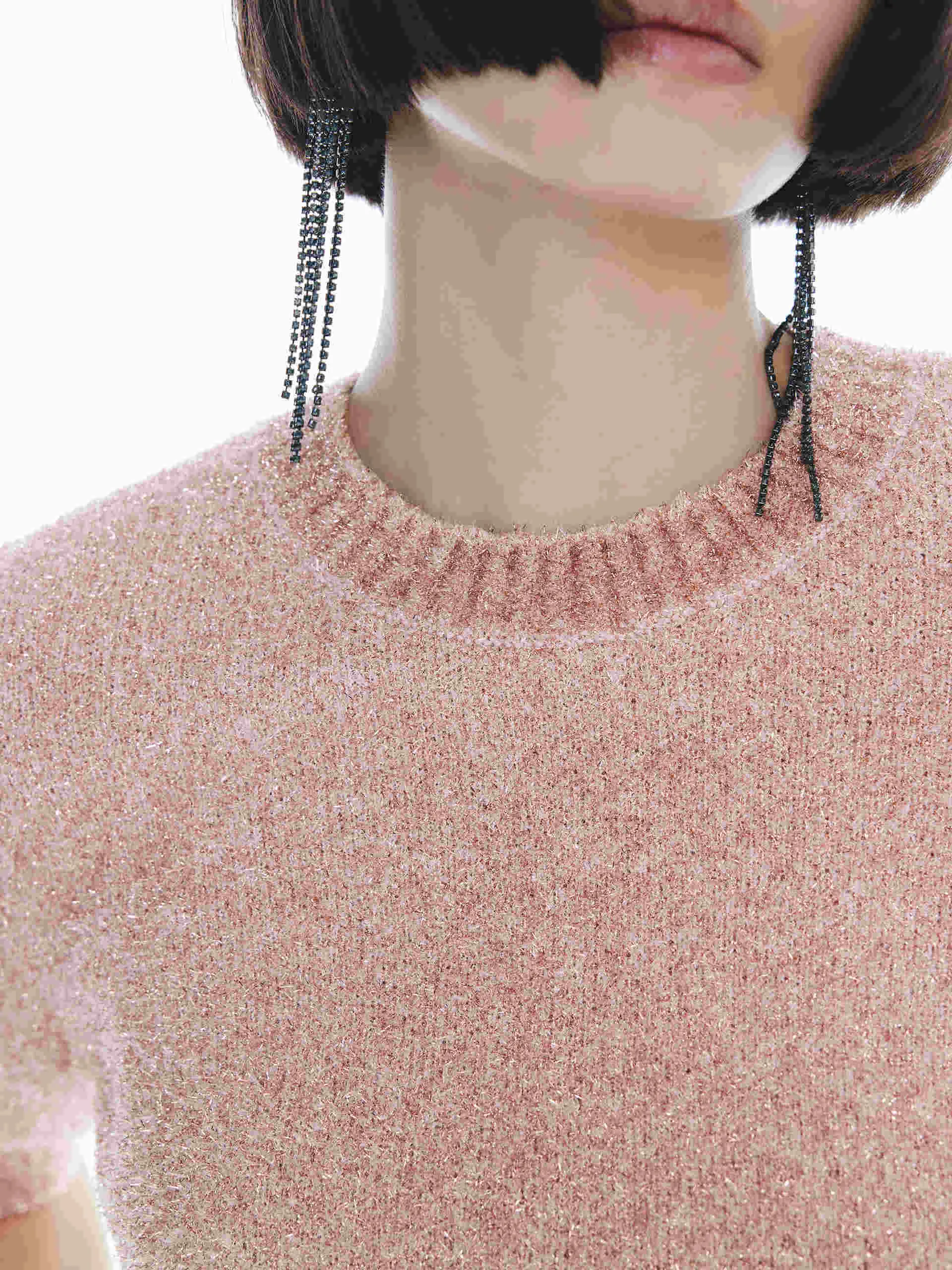 Ribbed Trim Knitted Top