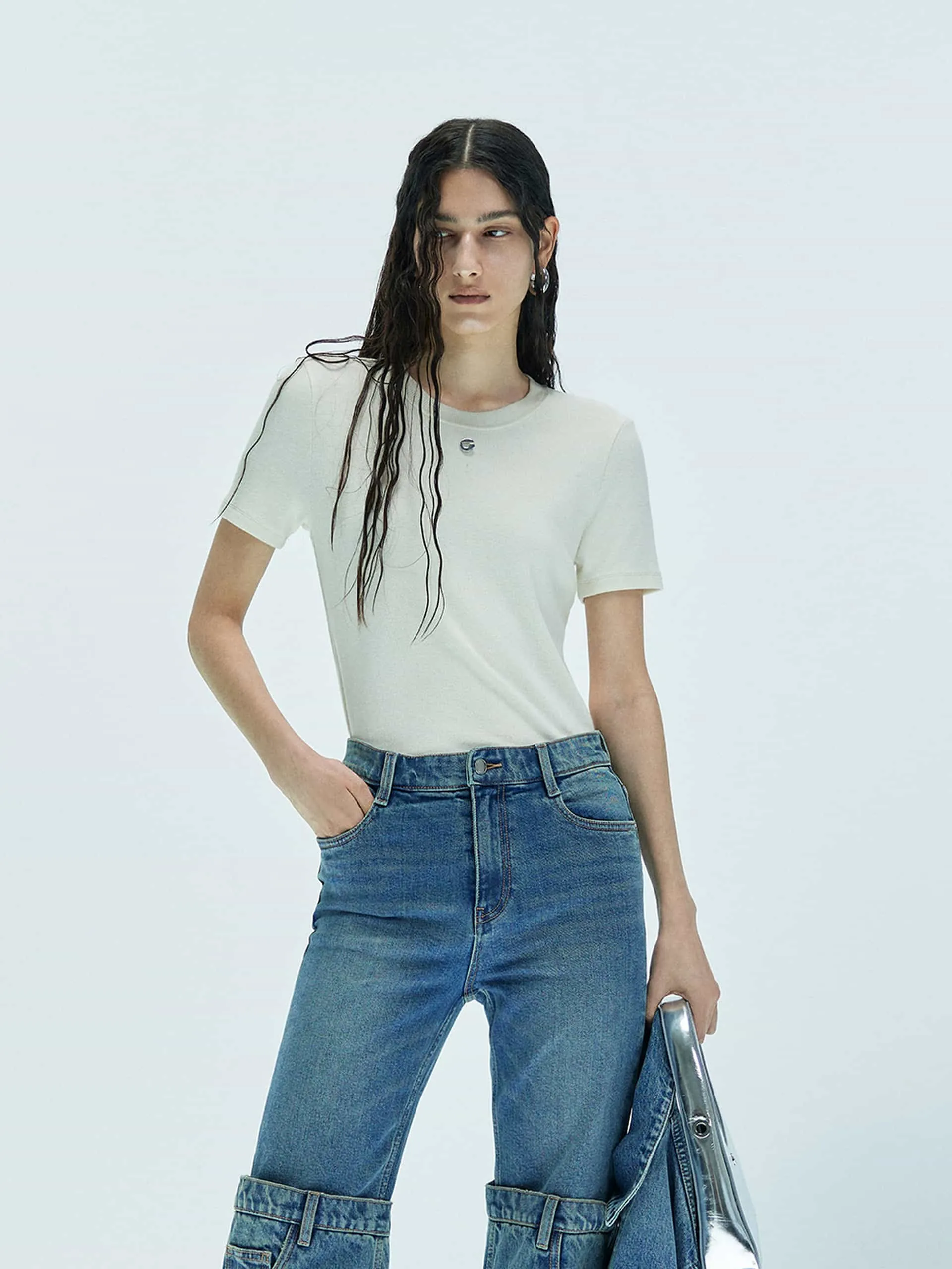 Round Neck Knitted T-shirt