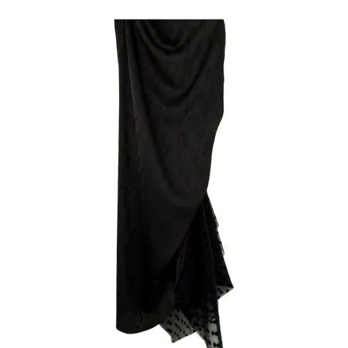 Satin and chiffon dot ruched skirt