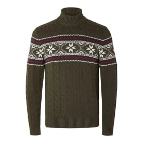 Selected Long Sleeve Christmas Jumper in Forest Green