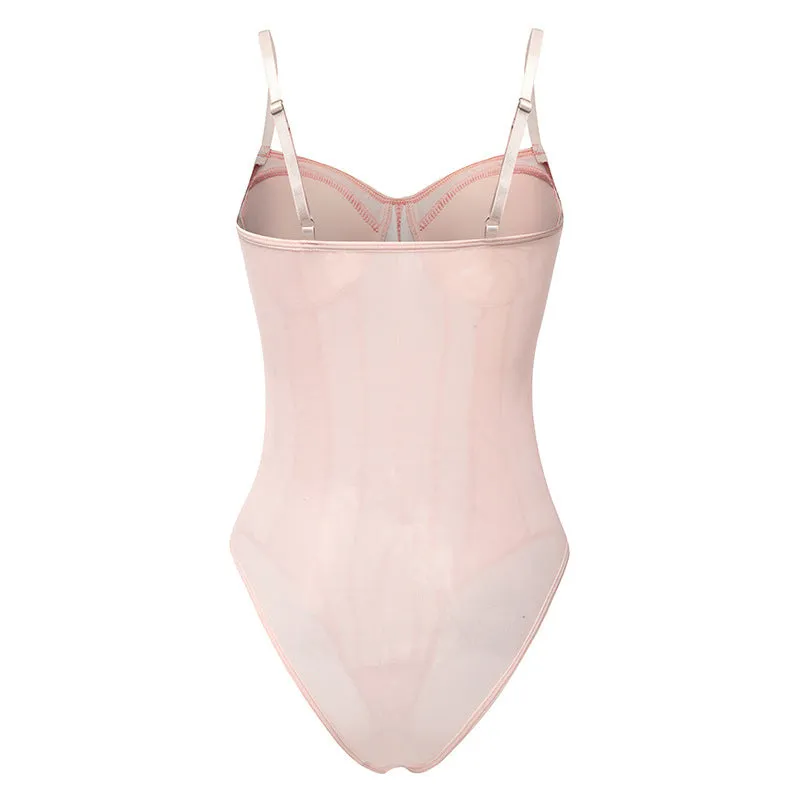 Sensuous Sheer Lace and Mesh Panel Jumpsuit with Open Back