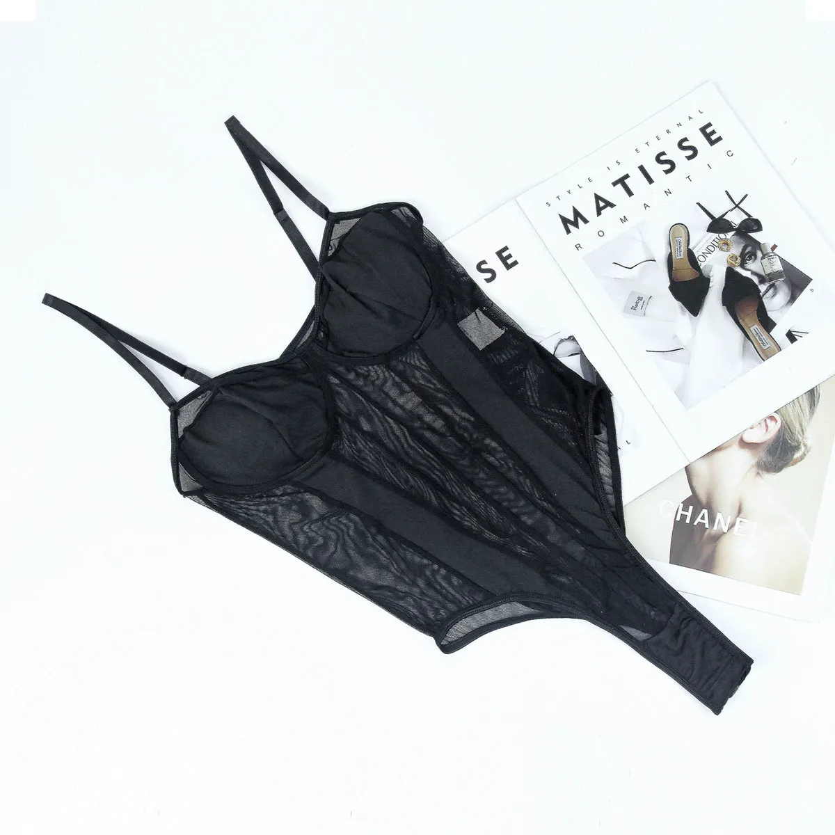 Sensuous Sheer Lace and Mesh Panel Jumpsuit with Open Back