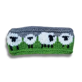 Sheep Headband (100% Handknitted Wool) Field Green