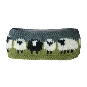 Sheep Headband (100% Handknitted Wool) Green