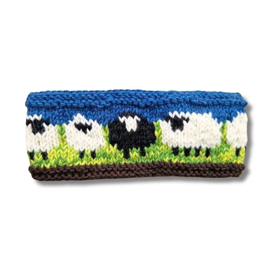 Sheep Headband (100% Handknitted Wool) Meadow