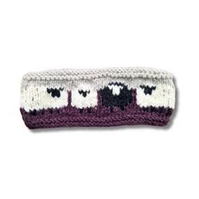 Sheep Headband (100% Handknitted Wool) Plum