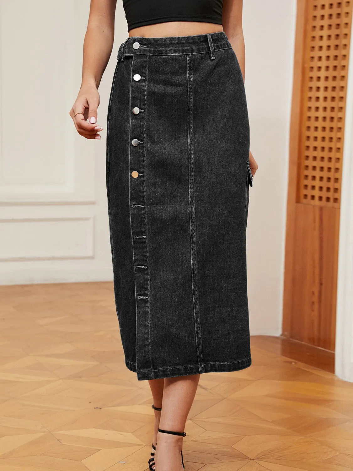 Side Pocket Denim Skirt
