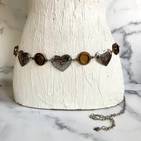 Silver heart chain belt