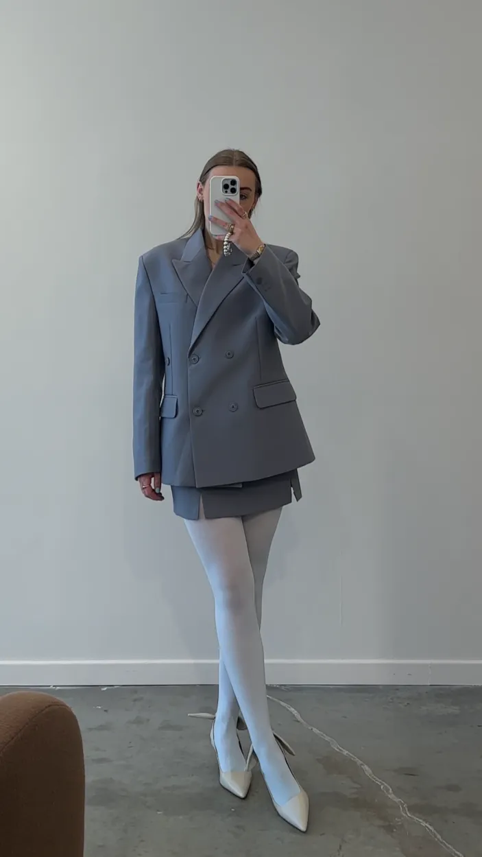 Slate Blue Split Hem Mini Skirt