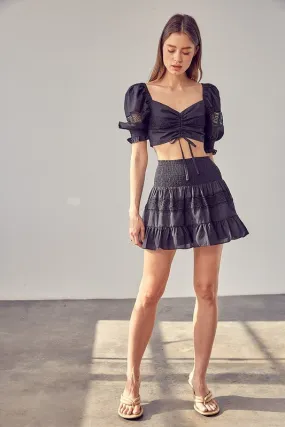 Smocked Tiered Mini Skirt