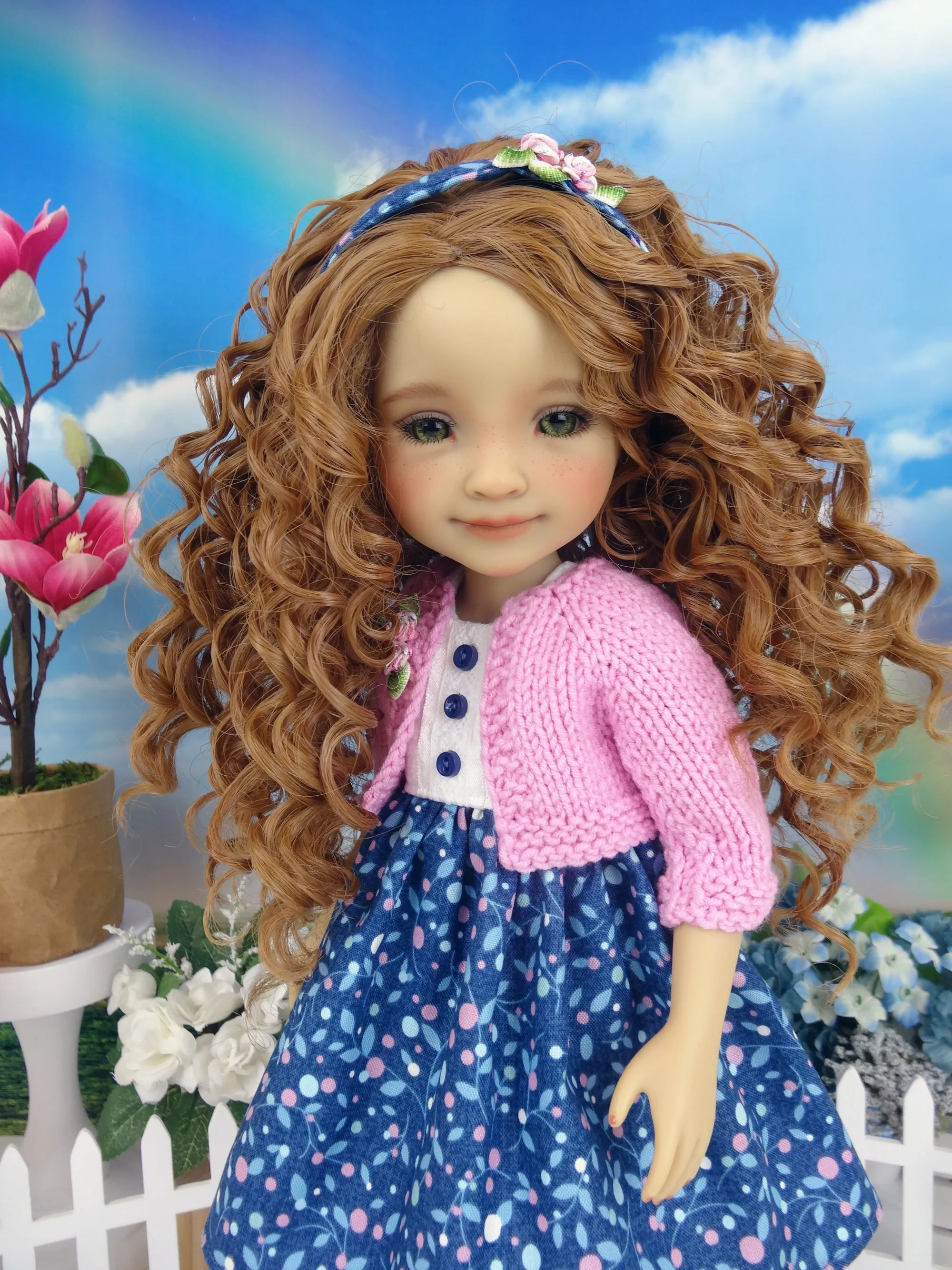 Spring Posies - dress and sweater with shoes for Ruby Red Fashion Friends doll