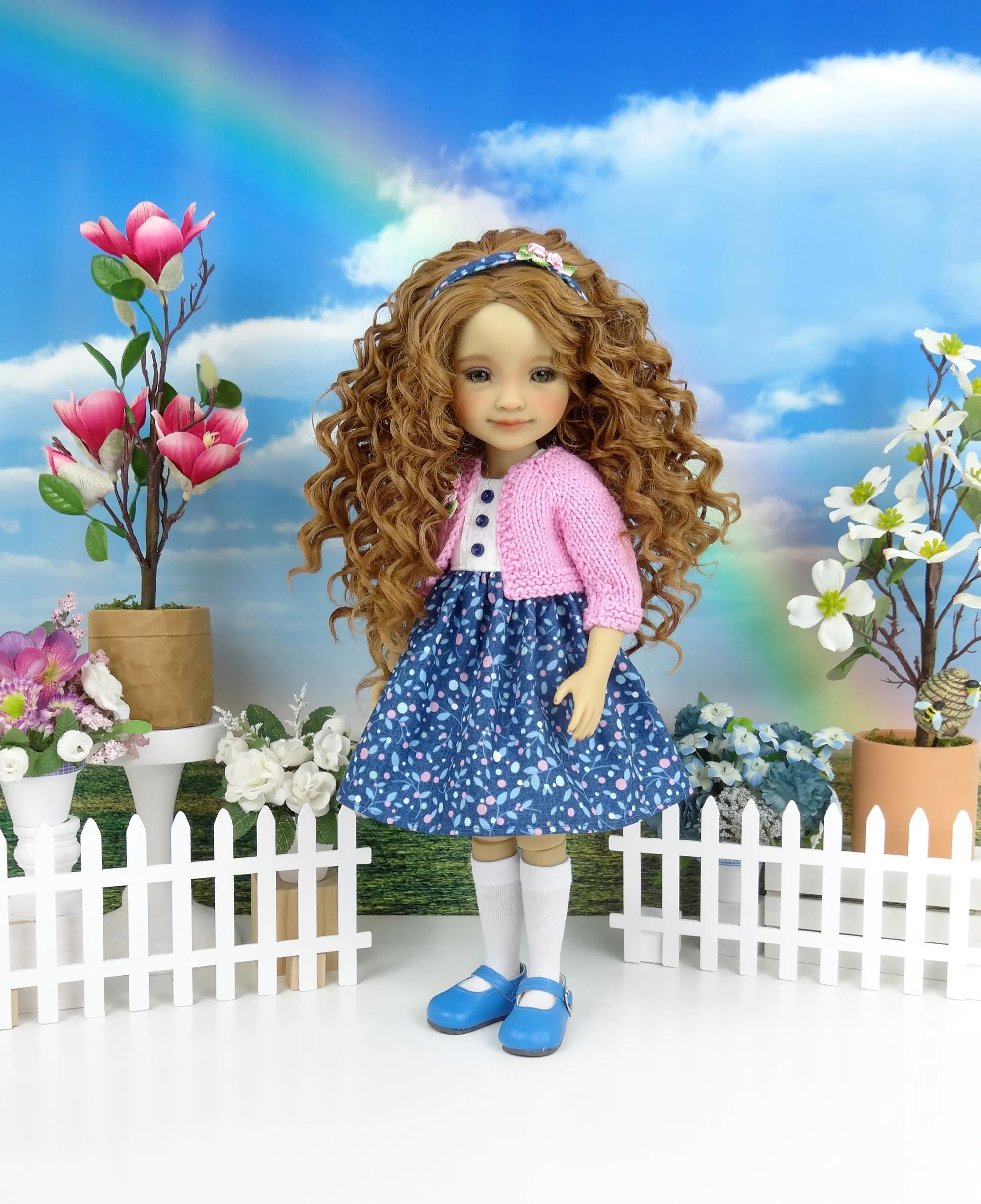 Spring Posies - dress and sweater with shoes for Ruby Red Fashion Friends doll