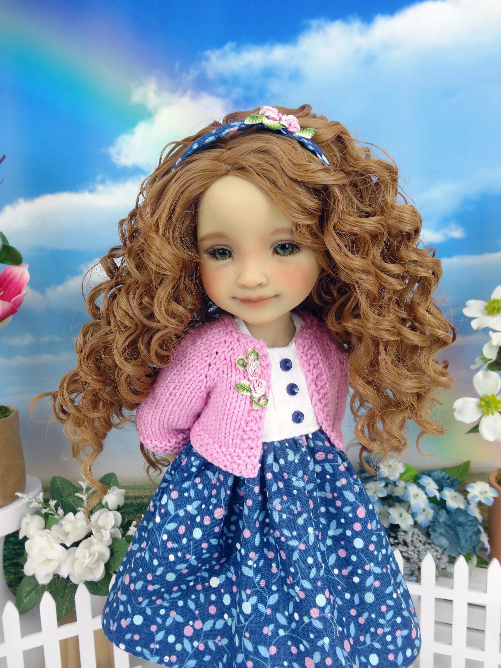 Spring Posies - dress and sweater with shoes for Ruby Red Fashion Friends doll