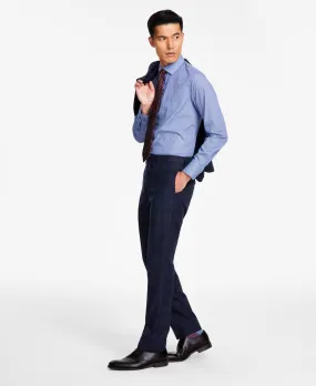 Tallia Men's Slim Fit Stretch Plaid Suit Dress Pants Blue Brown Plaid 30 x 30