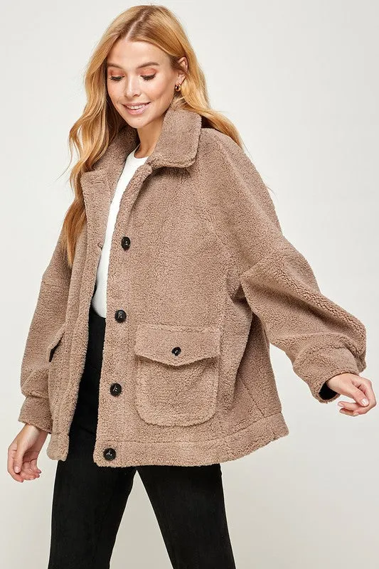 Taupe Fleece Over Jacket