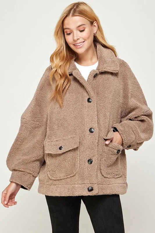 Taupe Fleece Over Jacket