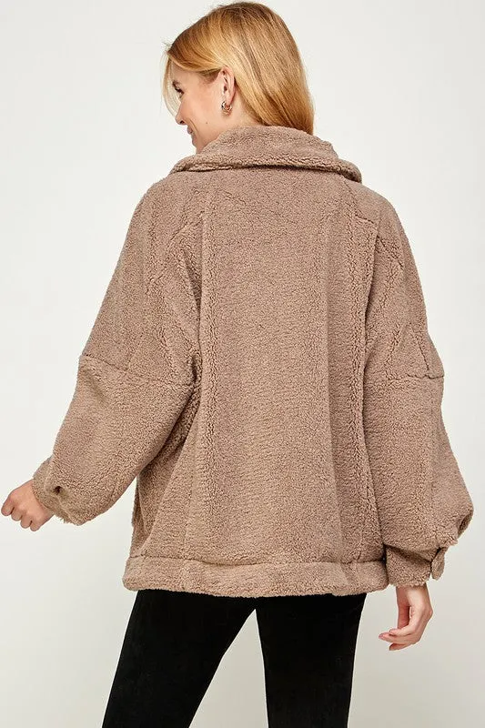 Taupe Fleece Over Jacket